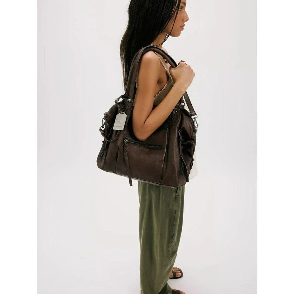 FREE PEOPLE We The Free Emerson Tote In Bitter Bark NWT - Picture 2 of 13
